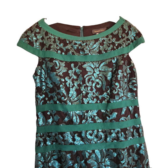 Tadashi Shoji Green Embellished Night Out Dress 18 - Picture 2 of 6